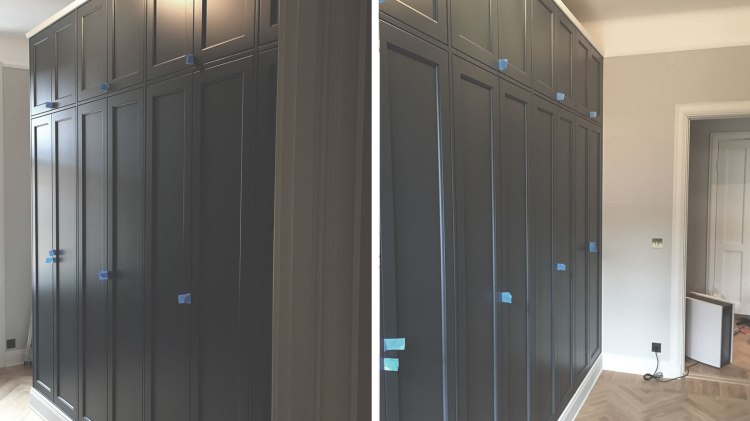 Platsbyggd garderob på Östermalm i Stockholm kollage